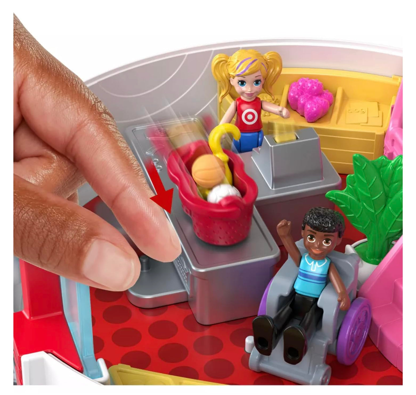 Polly Pocket Target Exclusive Playset with Bullseye Figure - Small Red Plastic Accessories