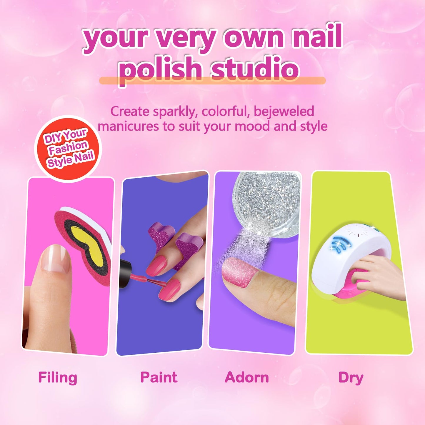 Yoloflix Kids Spa Kit - Purple Foot Spa Day Set for Girls, Nail Art Salon, Perfect Birthday Gift for Ages 6-12