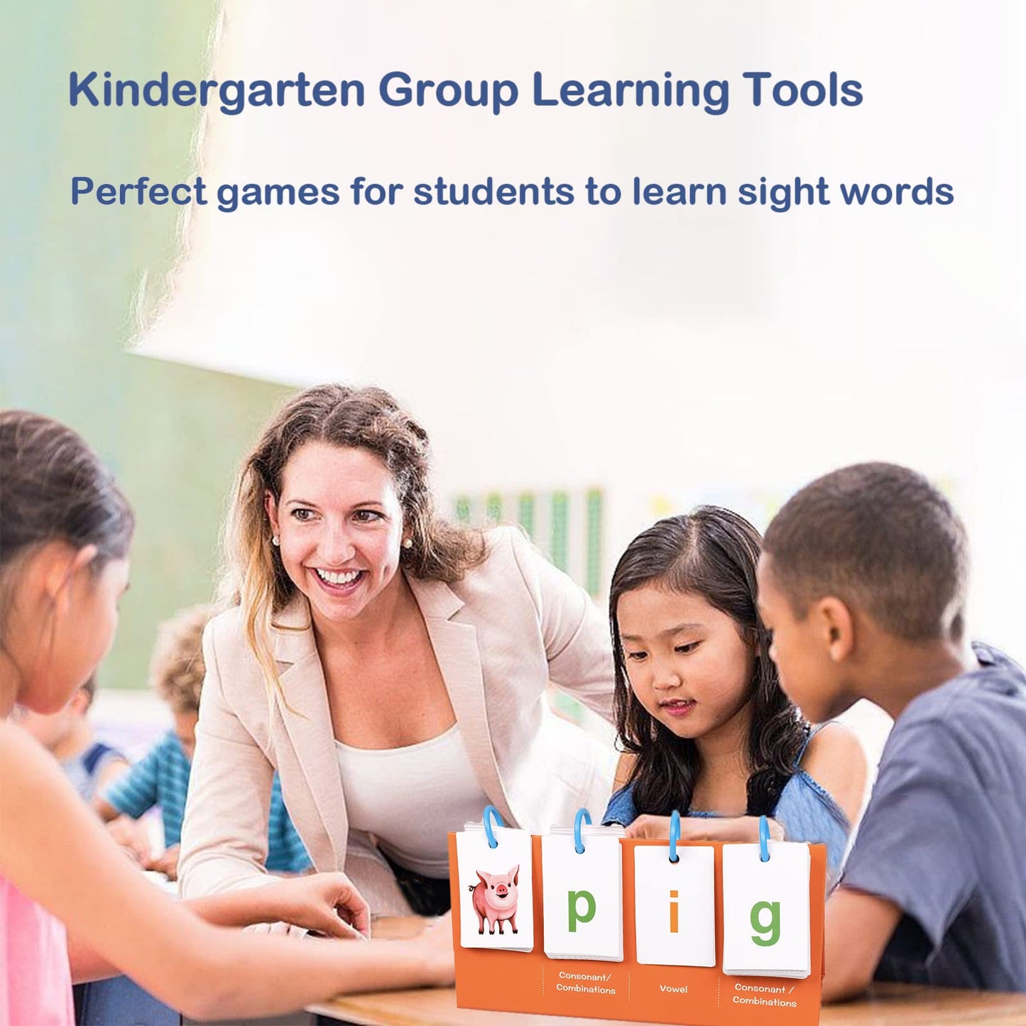 Alened Sight Words Flash Cards For Kindergarten, Phonics Flash Cards, Cvc Word Games Pocket Chart, Classroom Learning Activities