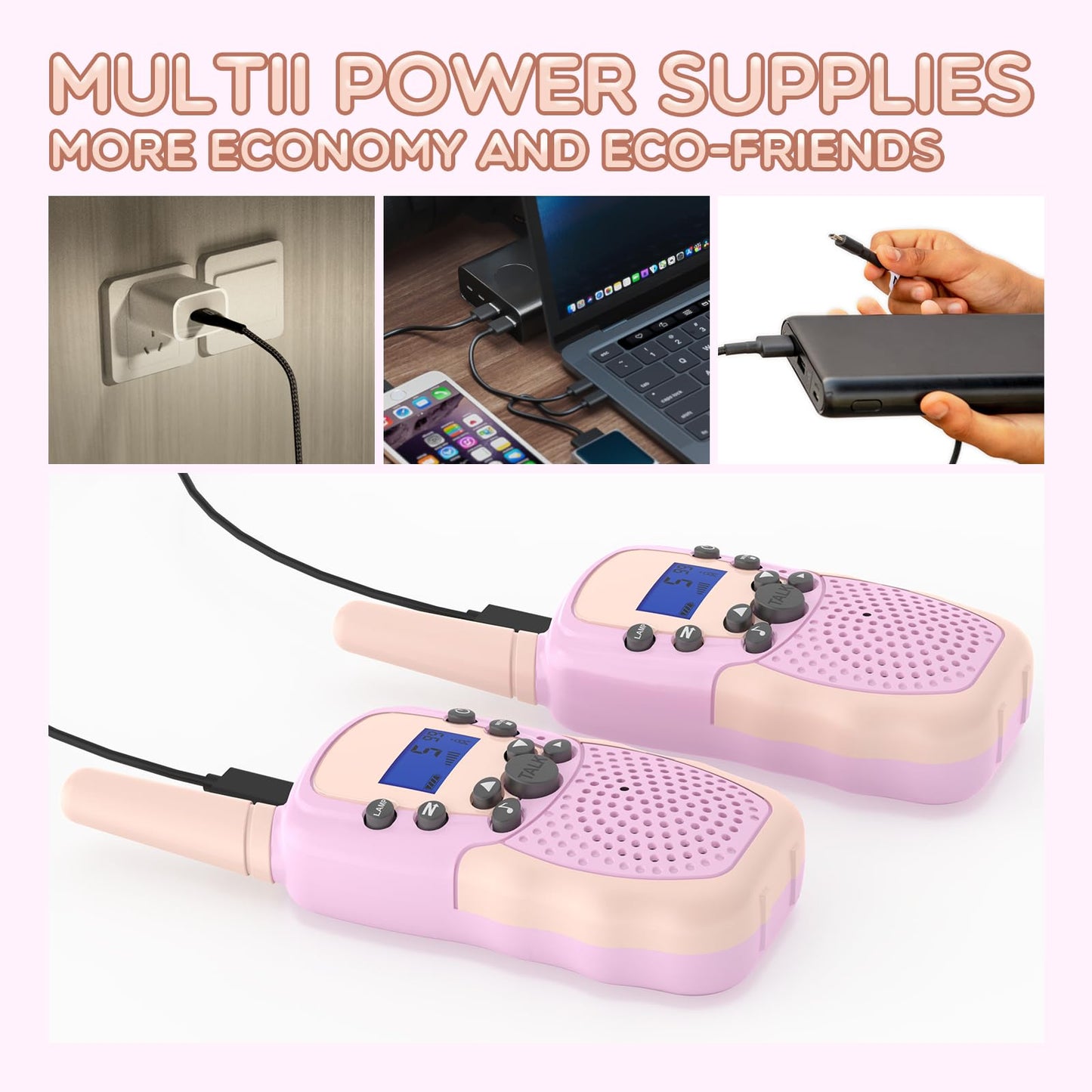 Toys For 3-12 Year Old Girls, Selieve 2 Pack Kids Walkie Talkies Rechargeable With 22 Channels, Led Flashlight And Vox Function,