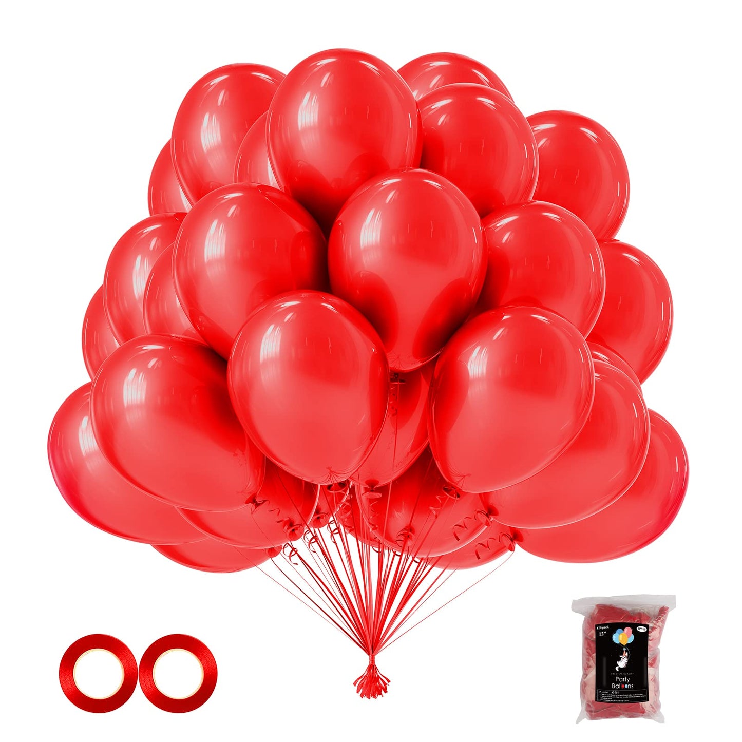 Owill 120Pcs Red Balloons 12 Inches Red Latex Balloons, Helium Quality For Birthday Baby Shower Wedding Party Supplies Halloween