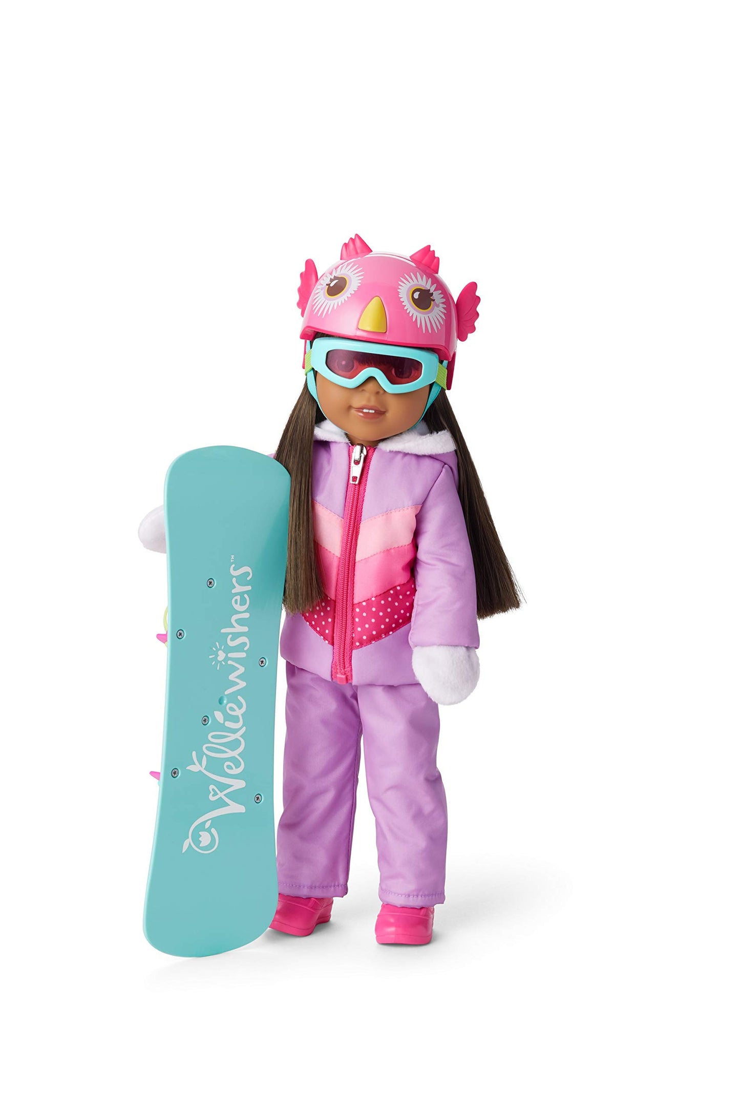 American Girl Welliewishers 14.5-Inch Doll Frosty Fun Snowboard Playset With Owl-Face Helmet And Goggles, For Ages 4+