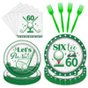 Rakuto Golf 60th Birthday Tableware Decorations for Men, Golf Theme Sixtee Birthday Party Plates Napkins and Forks, Disposable P