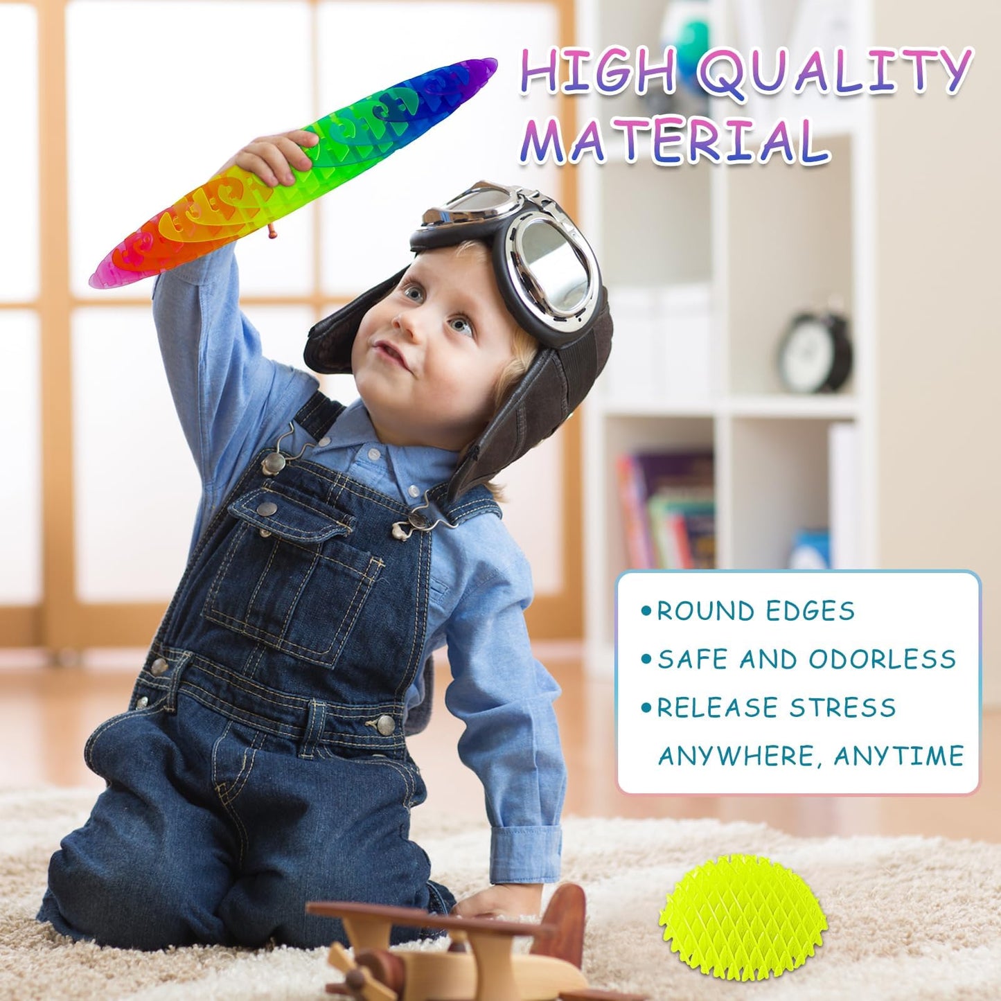 3 Packs Fidget Worm Toy, Desk Fidgets For Adults, 3D Printing Elastic Worm Shaped Ornament Pocket Squeeze Toys, Fidget Sensory T