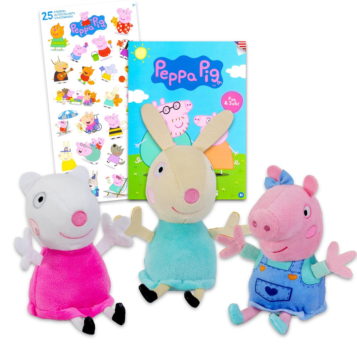 Peppa Pig Plush Set | Bundle With 3 Plush Dolls With Stickers And Tattoos | Peppa Pig Plushies For Kids, Boys, Girls (Styles May