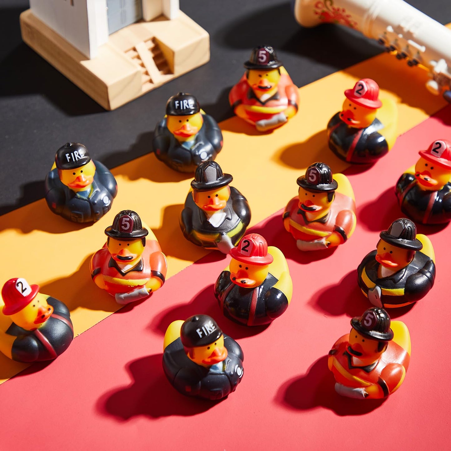 DEEKIN Fireman Rubber Duck 2 Inch Firefighter Hero Ducks Fighter Hero Bath Toy for Firefighter Theme Birthday Party Favors Beach