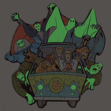 Playhouse Glow in The Dark Scooby Doo 22-Piece Die-Cut Mini Puzzle for Kids - Chibi Characters, Paperboard, Model PUZ-7020E