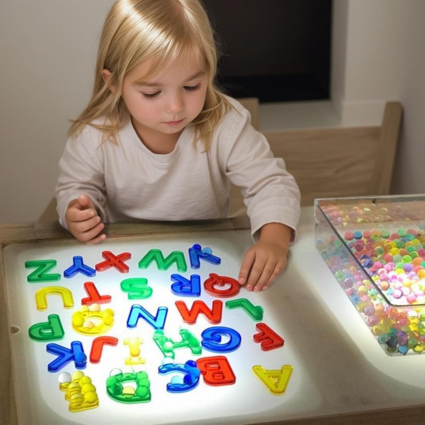 Odoorgames 66 Pcs Translucent Letters And Numbers - Light Table Toys, Manipulatives And Accessories For Enhanced Learning & Fun