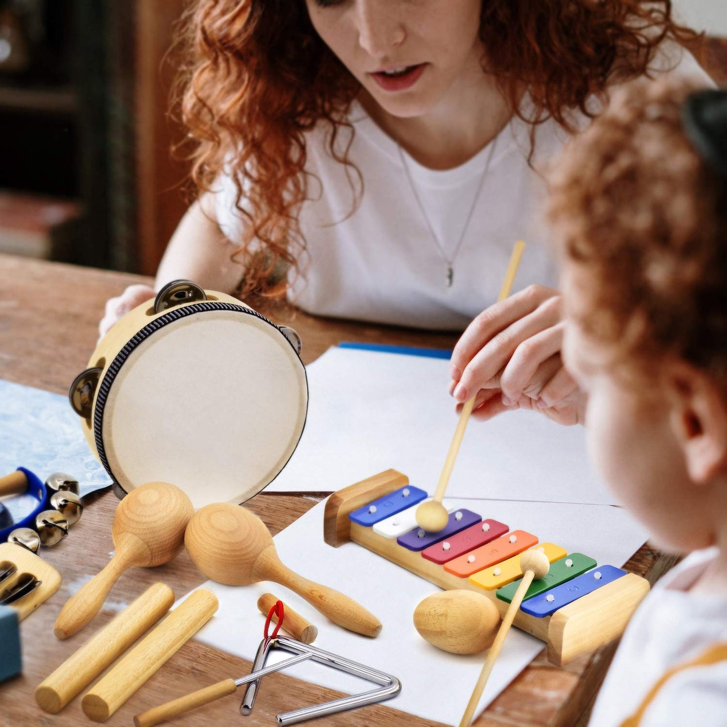 Musicube Musical Instrument Set For Toddler Baby Kid Wooden Percussion Instrument Musical Toys Xylophone Maracas Egg Shaker Tambourine Triangle Instrument For Boys Girls Aged 3+ Choice