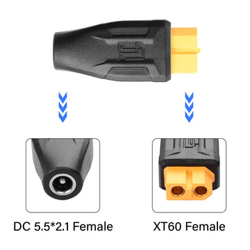 SinLoon 2 Pack XT60 to DC5521 Adapter XT60 to DC 5.5mm X 2.1mm Wireless for TS100 Soldering Iron, FPV Monitor Power,Drone (XT60