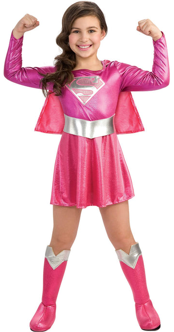 Rubies 31355 Pink Supergirl Child Costume Size Small- Girls 4-6