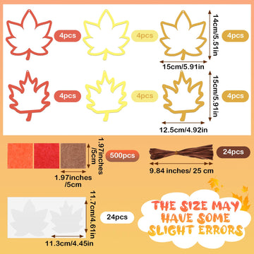 Chiisong 24 Sets Maple Crafts Kit DIY Tissue Paper Sign Crafts for Back to School Fall Harvest Thanksgiving Religious Christian