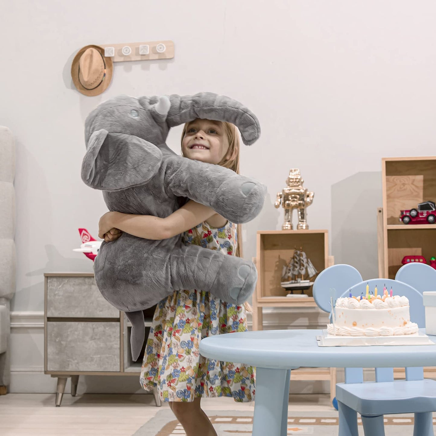 Homily Big Stuffed Elephant, Large Elephant Stuffed Animal, Giant Plush Animal Fluffy Toy For Girl Kids 24 Inch