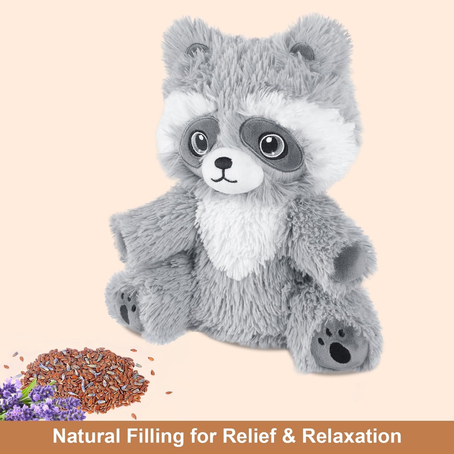 Suzzipals Raccoon Stuffed Animal, Microwavable Stuffed Animals Raccoon Plush, Heated Stuffed Animals With Lavender Scented, Heat