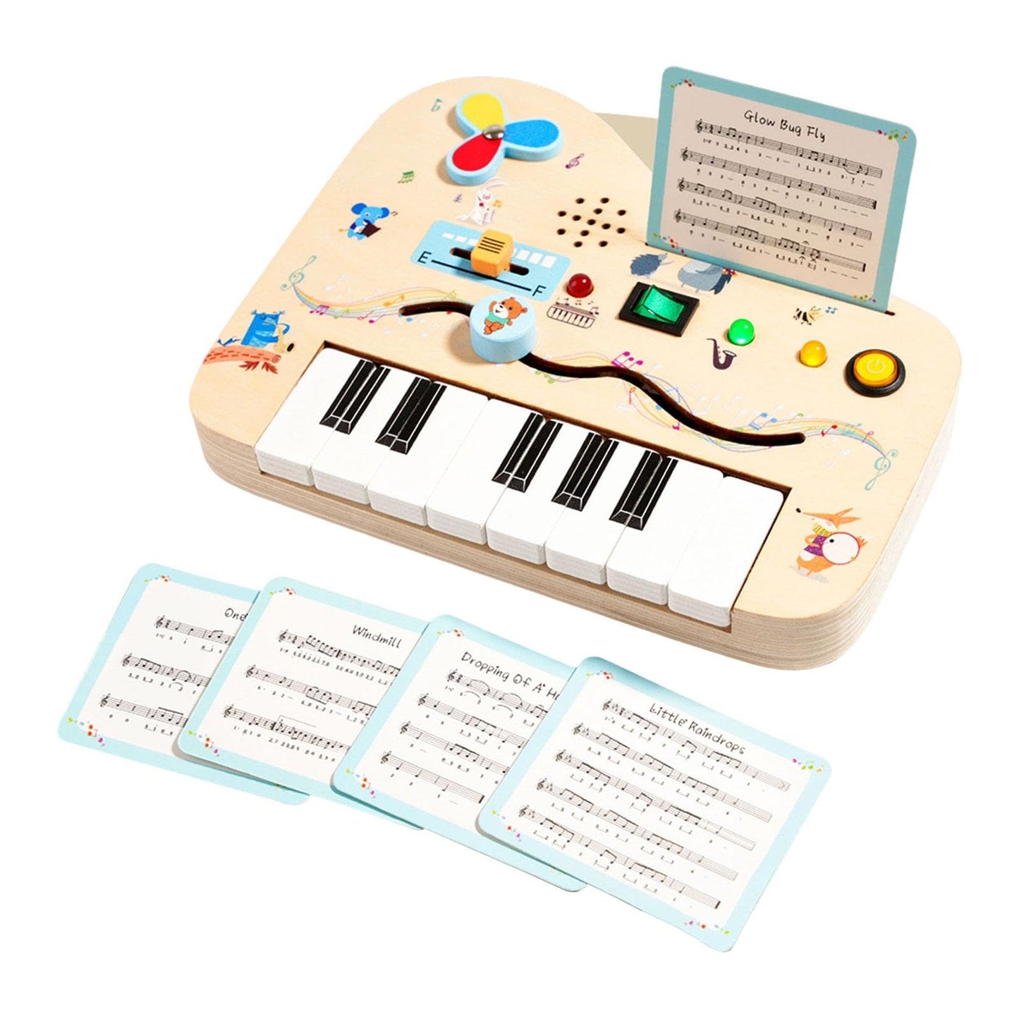 Zoomella Wooden Piano Busy Board Portable Sensory Toy For Boys Girls Toddler Children