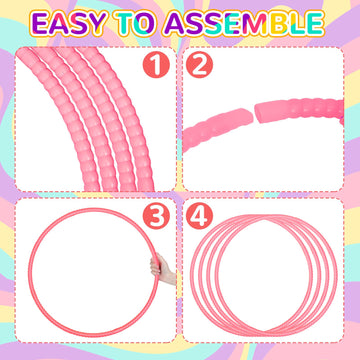 WinnerWhy 2 Pcs Toy Hoop Exercise Hoop Detachable Adjustable Plastic Toy Ring Playground Equipment for School Colored Circles Exercise Ring for Teens Dog Agility Equipment(Pink 23 Inch)