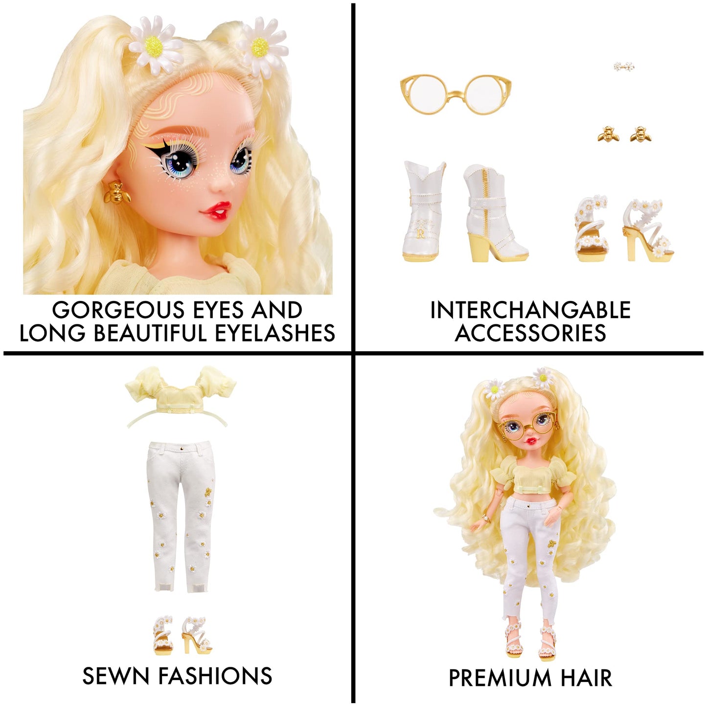 Rainbow High Delilah Doll With Albinism, Glasses & Mix-And-Match Outfits - Great Gift For Kids 6-12