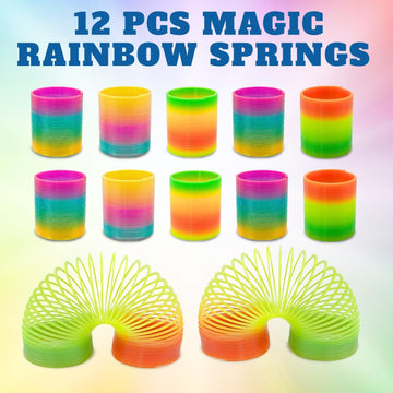 12 Pack Magic Rainbow Springs | Classic Novelty Colorful Rainbow Toy Assorted Bulk | Birthday Party Favors, Bag Fillers, Gift |