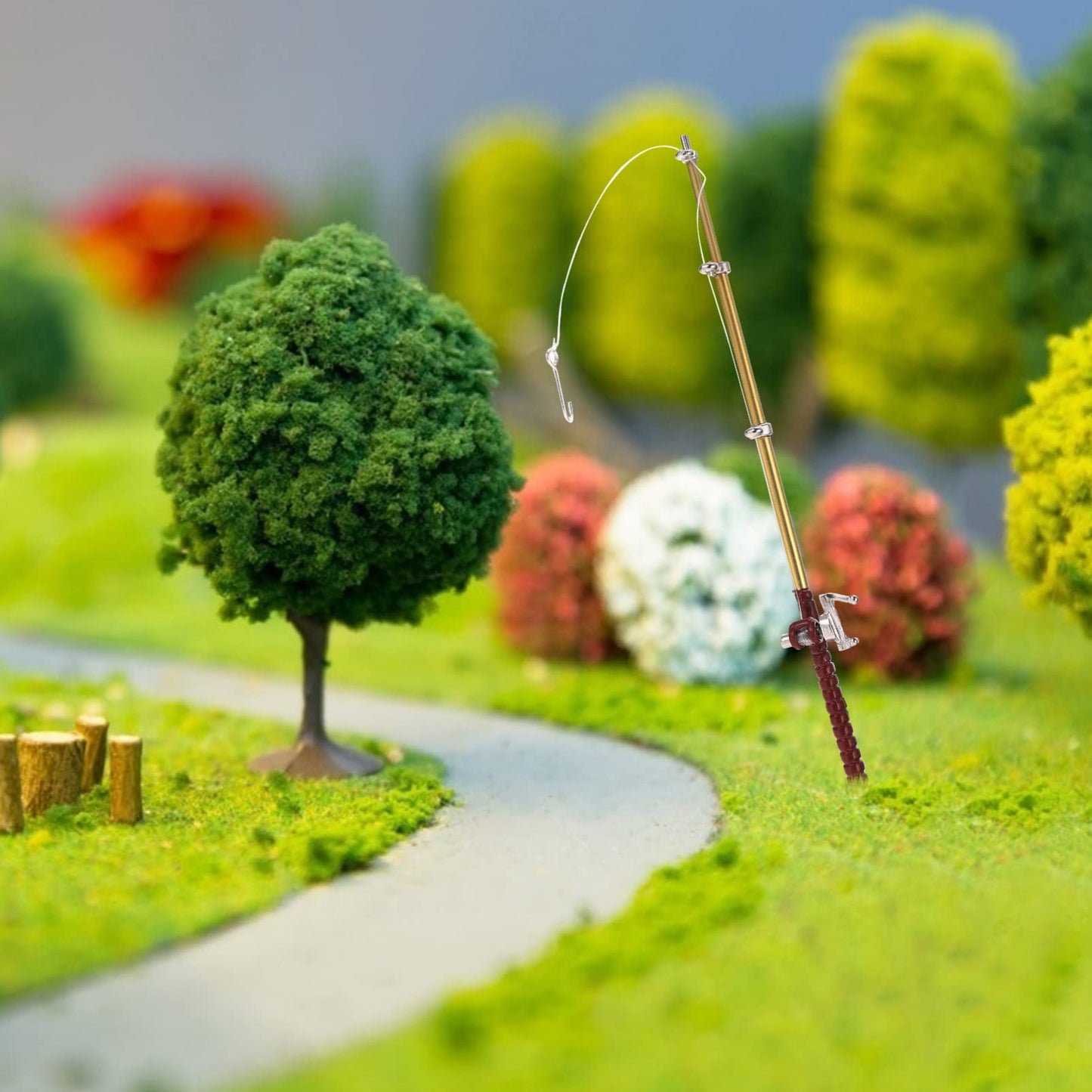 Toddmomy Miniature Dollhouse Fishing Pole Toy Fishing Pole Miniature Fishing Rod Mini Fishing Pole for Dollhouse Decorations