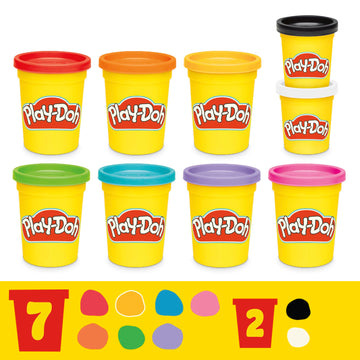 Play-Doh 9 Pack Favorite Color Set, Assorted Colors, 2 & 4 Ounce Modeling Compound Cans, Kids Arts & Crafts, Preschool Toys For 2 Year Old Girls & Boys & Up (Amazon Exclusive)