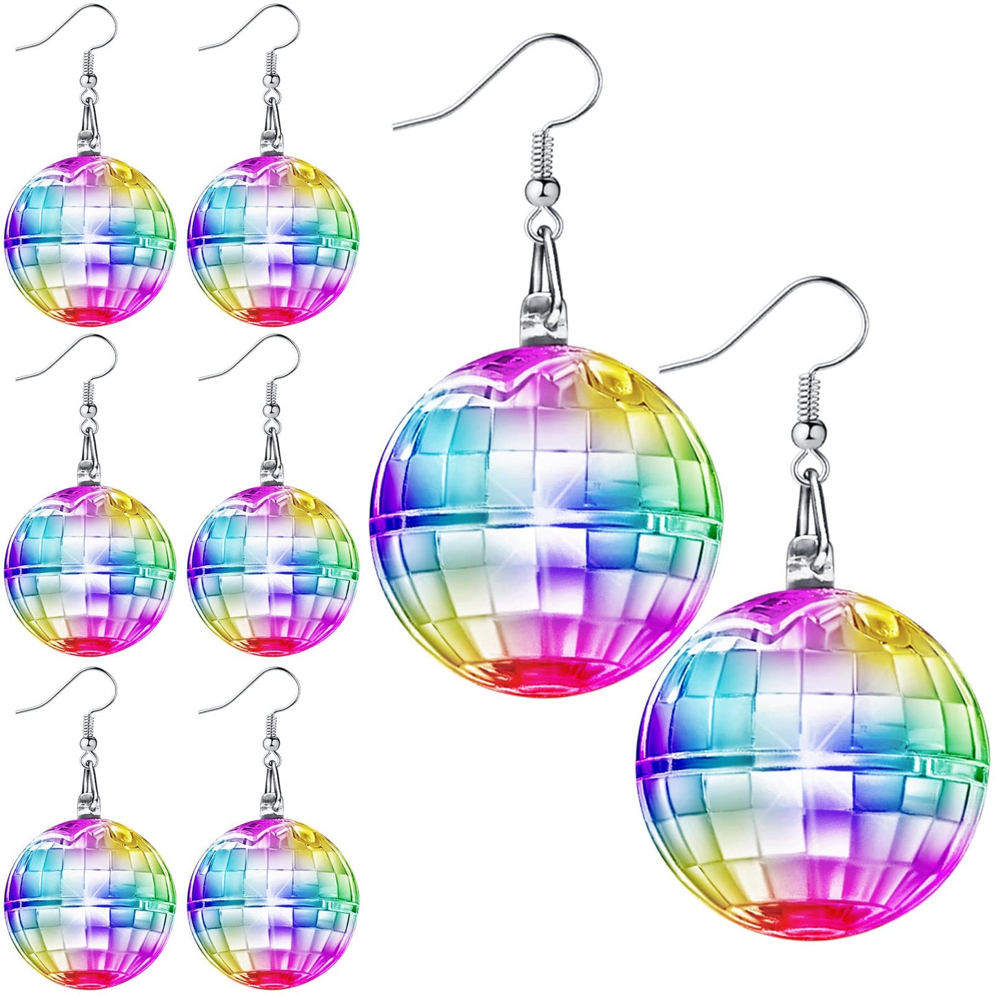 Henoyso 4 Pairs Light Up Disco Ball Earrings Led Light Earrings 60S 70S Earrings For Women Girls Bachelorette Party Dance Party