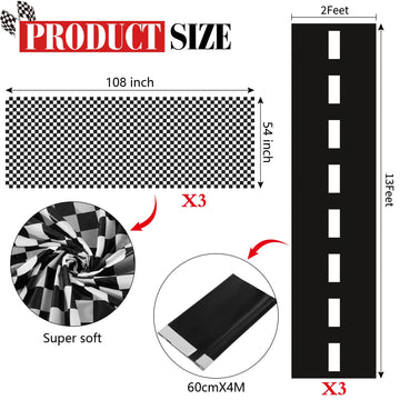 Checkered Race Car Party Supplies Including Plastic Disposable Black And White Checkered Flag Tablecloth Table Cover And Race Ca