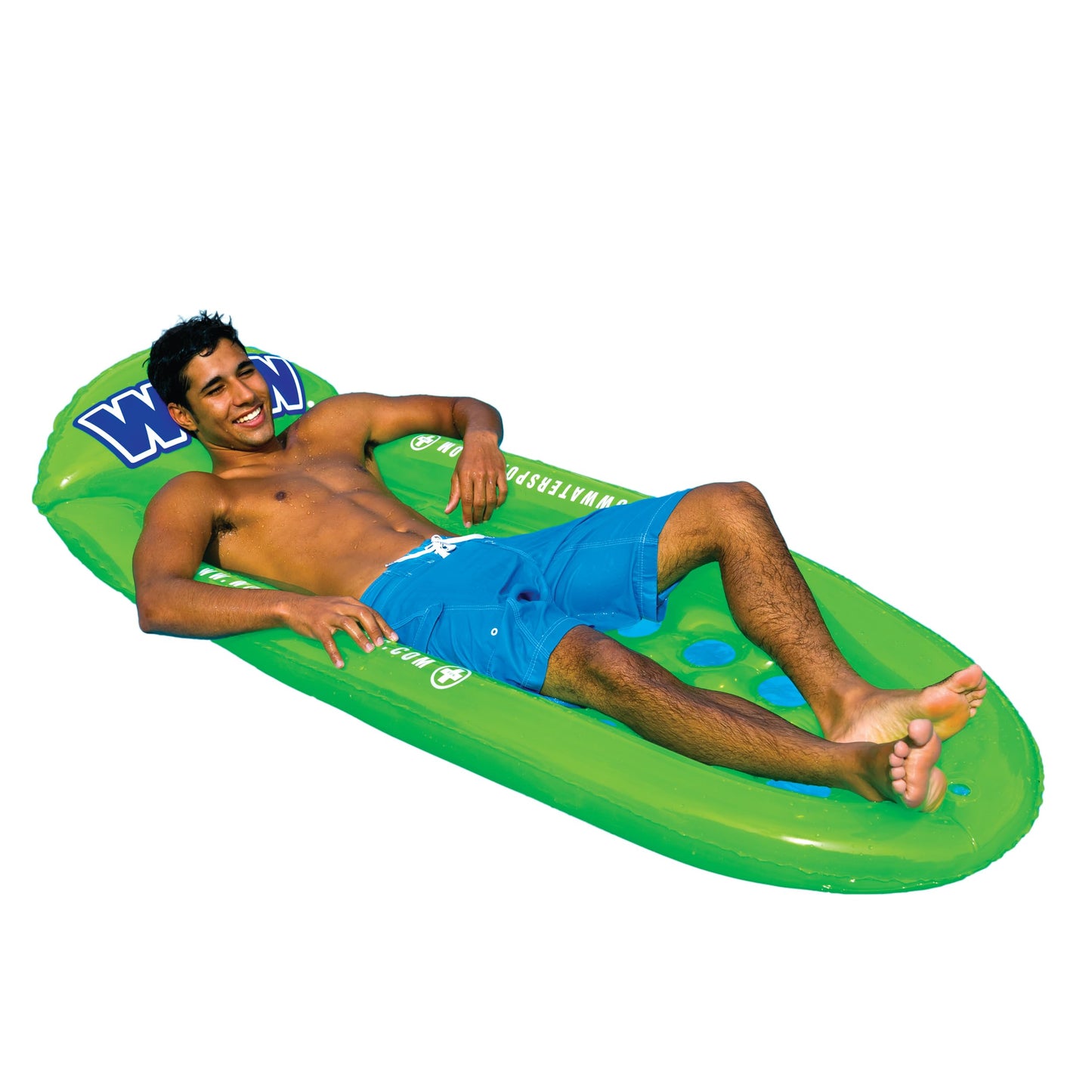 Wow Sports - Inflatable Green Lounger Pool Float - Pool Lounge For Kids & Adults - Great As A Float Raft For Tanning
