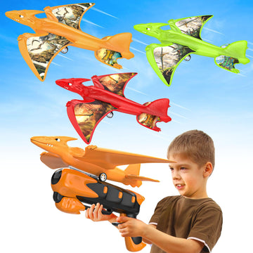 3 Pack Dinosaur Airplane Launcher Toys, Flying Toys For 3 4 5 6 7 8 9 10 Year Old Boys, Easter Gifts For Kids, Foam Plane Outdoor Toys 5-12 Year Old Boy Gift Ideas, Airplane Birthday Gift Party Favors