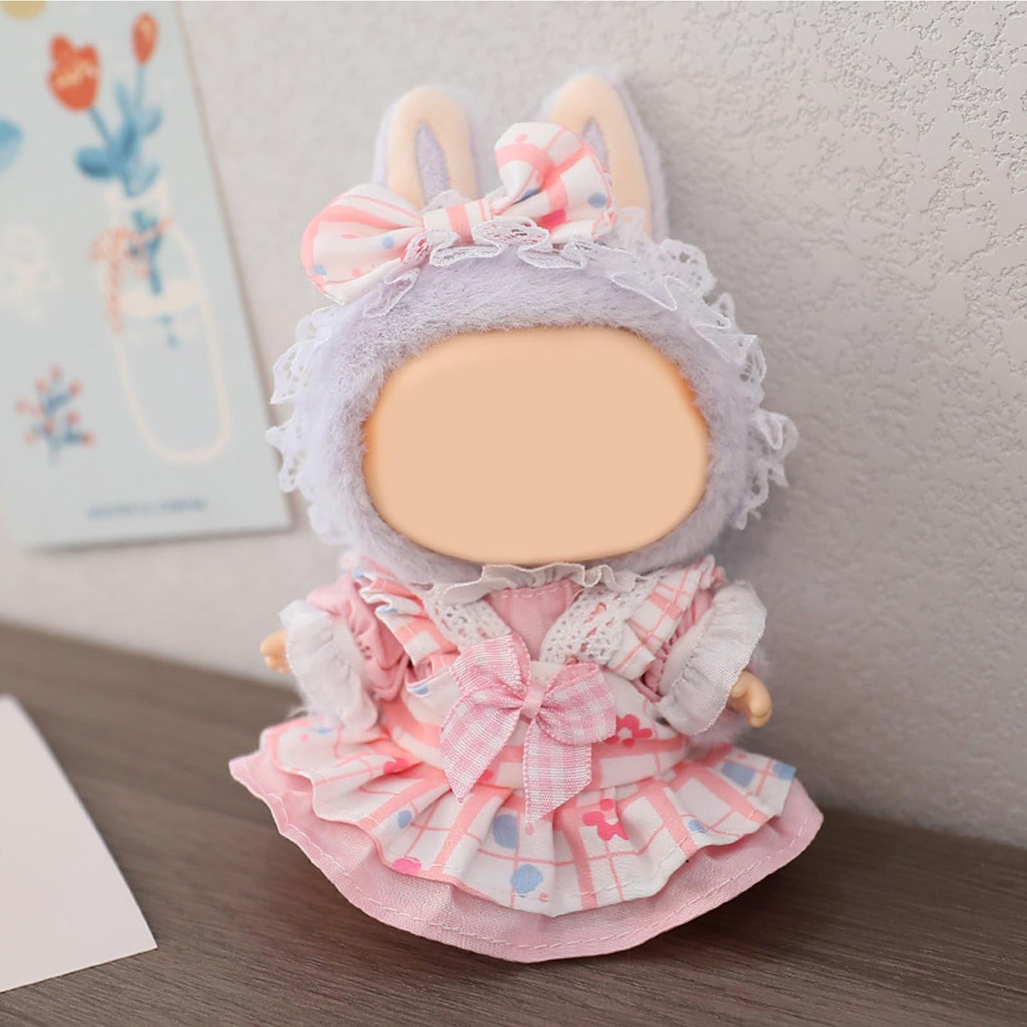 QIUTIMIY Clothes for Doll 17cm Doll Clothes 2-Piece-Set Doll Clothes enhanced Doll Outfit with Accessories-Birthday Pink Hairband+Dress(NO Doll Included)