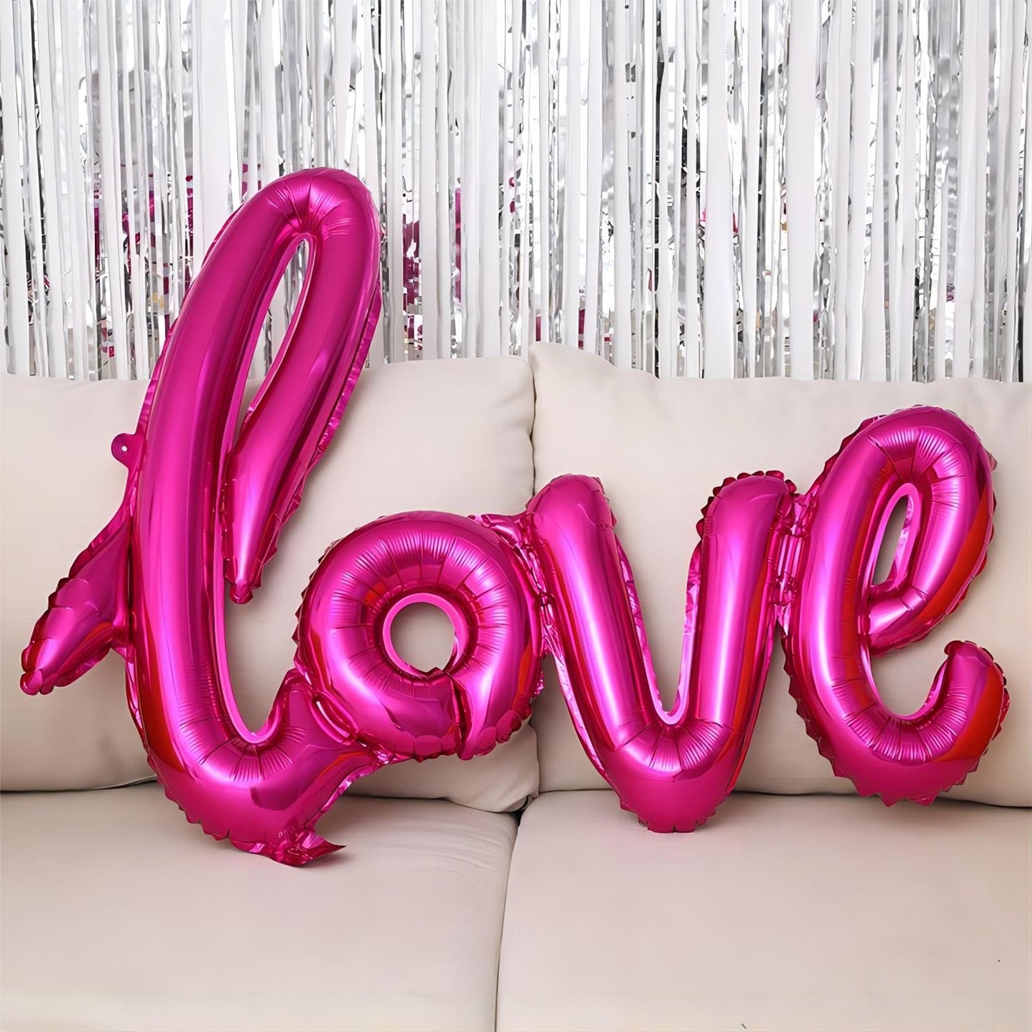 5 Pcs Hot Pink Heart Balloons Hot Pink Love Balloons For Valentines Day Decorations Bridal Shower Wedding Party Decorations
