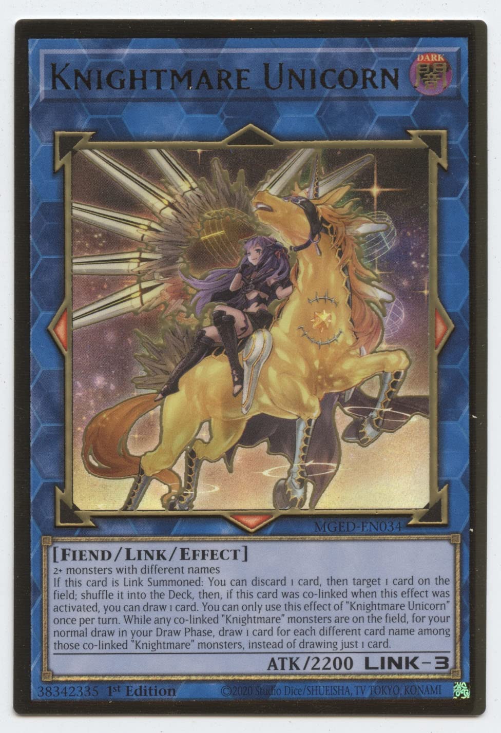 Knightmare Unicorn (Alternate Art) - Mged-En034 - Premium Gold Rare - 1St Edition