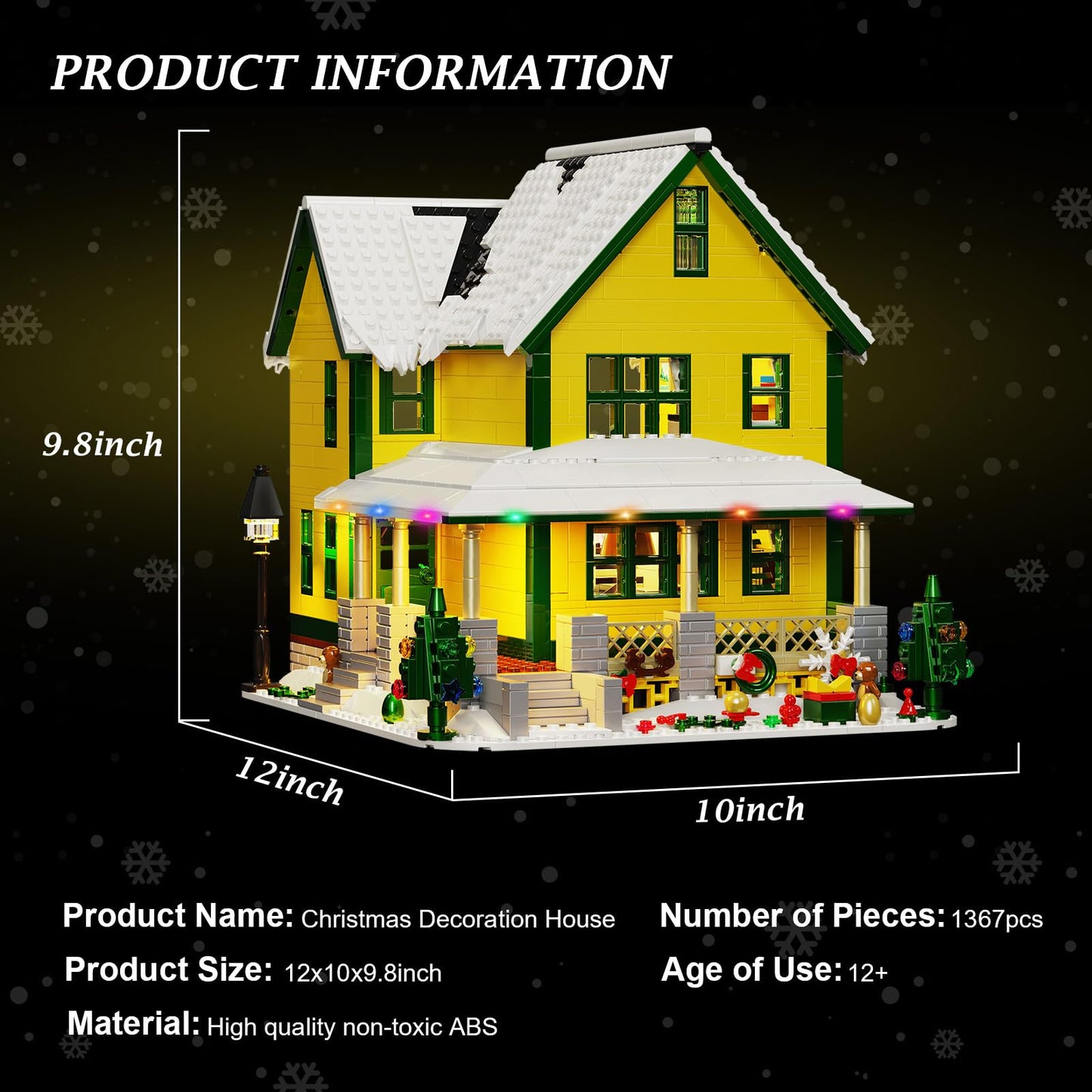 Christmas House Building Set With Light, Story Movie Snow House Blocks Toy, Compatible With Lego Christmas Village House Kit, Ch