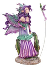 Ebros Amy Brown Pixie Gossip Enchanted Elf Fairy Fae Damsel With Indigo Purple Nymph Dragonfly Statue 7.5' Tall Fantasy Mythical Faery Garden Magic Collectible Figurine Fairies Pixies Nymphs Decor