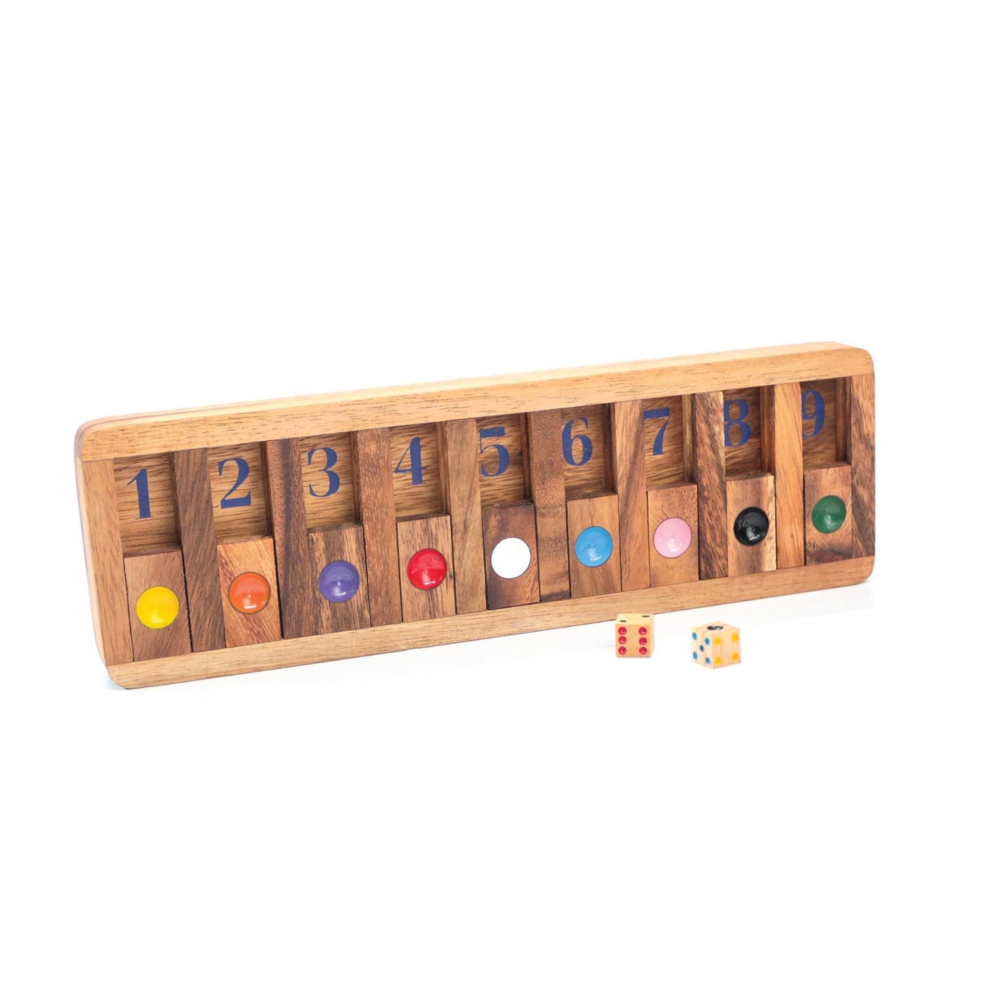 BSIRI Shut The Box Board Game - Wooden Math Puzzle for Kids, Family Fun, Educational Toy, Natural Solid Wood, 9x29x2 cm