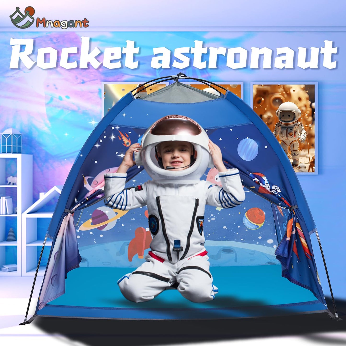 Mnagant Space World Play Tent Galaxy Dome Playhouse For Boys And Girls Imaginative Play-Astronaut Space For Kids Indoor And Outd