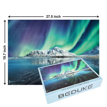 Beduke Jigsaw Puzzles For Adults 1000 Pieces Northern Lights Precise Interlocking Thick Sturdy 1000 Piece Puzzle Family Game Age 14+