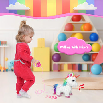 Yh Yuhung Walking Unicorn Toy With Remote Control Leash, Light-Up Horn, Electronic Pets Unicorn, Walking Pony Toys Horse, Unicor