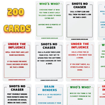 Under The Influence Fun Drinking Game For Your Next Pregame, Kickback, Or Game Night - 200 Cards Packed With Fun Challenges, Dar
