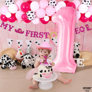 Katchon, Light Pink 1 Balloon Number - 40 Inch | Number 1 Balloons For 1St Birthday Party Supplies | Light Pink One Balloon For First Birthday | 1St Birthday Balloon, 1St Birthday Decorations Girl