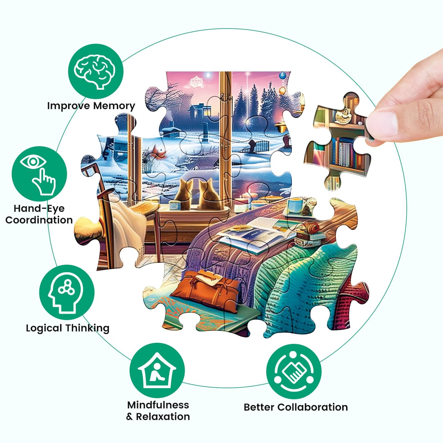 500 Pieces Puzzles for mature-themed Jigsaw Puzzle 500 Piece Puzzle Children Elderly Puzzle Snow Cat Puzzle Gift for Mom Dad Family Friend Family Activity Games Home Decor Wall Art 20.5x15IN