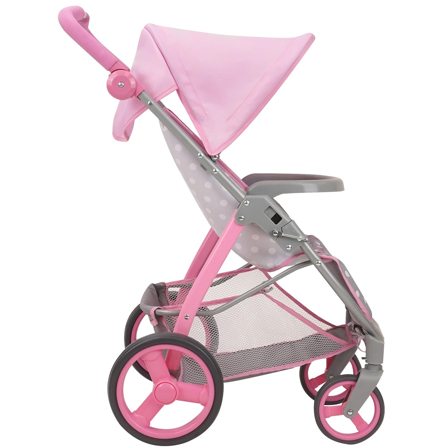 509 Crew: Cotton Candy Pink: Doll Travel System - Pink, Grey, Polka Dot -For Dolls Up To 18', Foldable, Retractable Canopy, Kids Pretend Play, Ages 3+