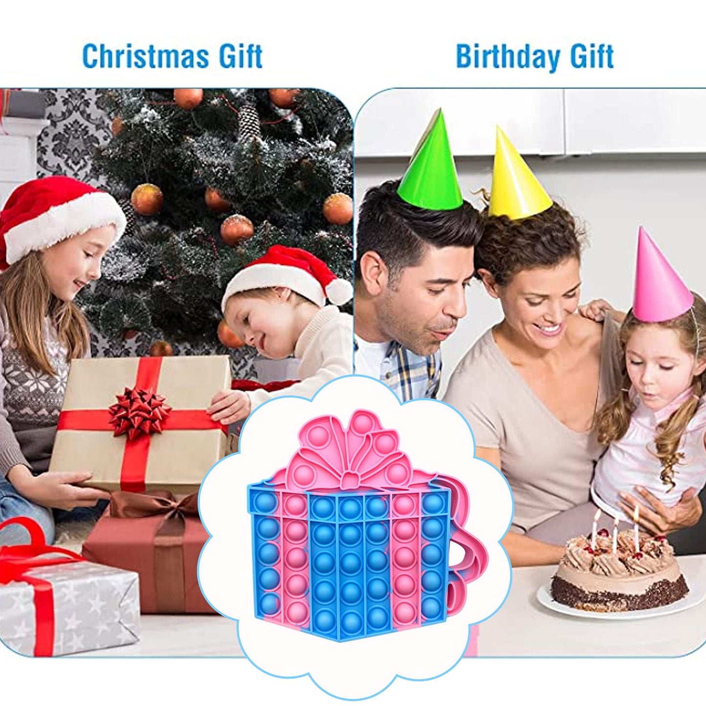 Qetrabone 4 Pcs Birthday Cake Crown Fidget Toys For Girl, Pop Fidget Toys Gift Bubbles Toy, Pizza Silicone Fidget Sensory Squeeze Bubbles Toy, Stress Relief Anti-Anxiety Autism