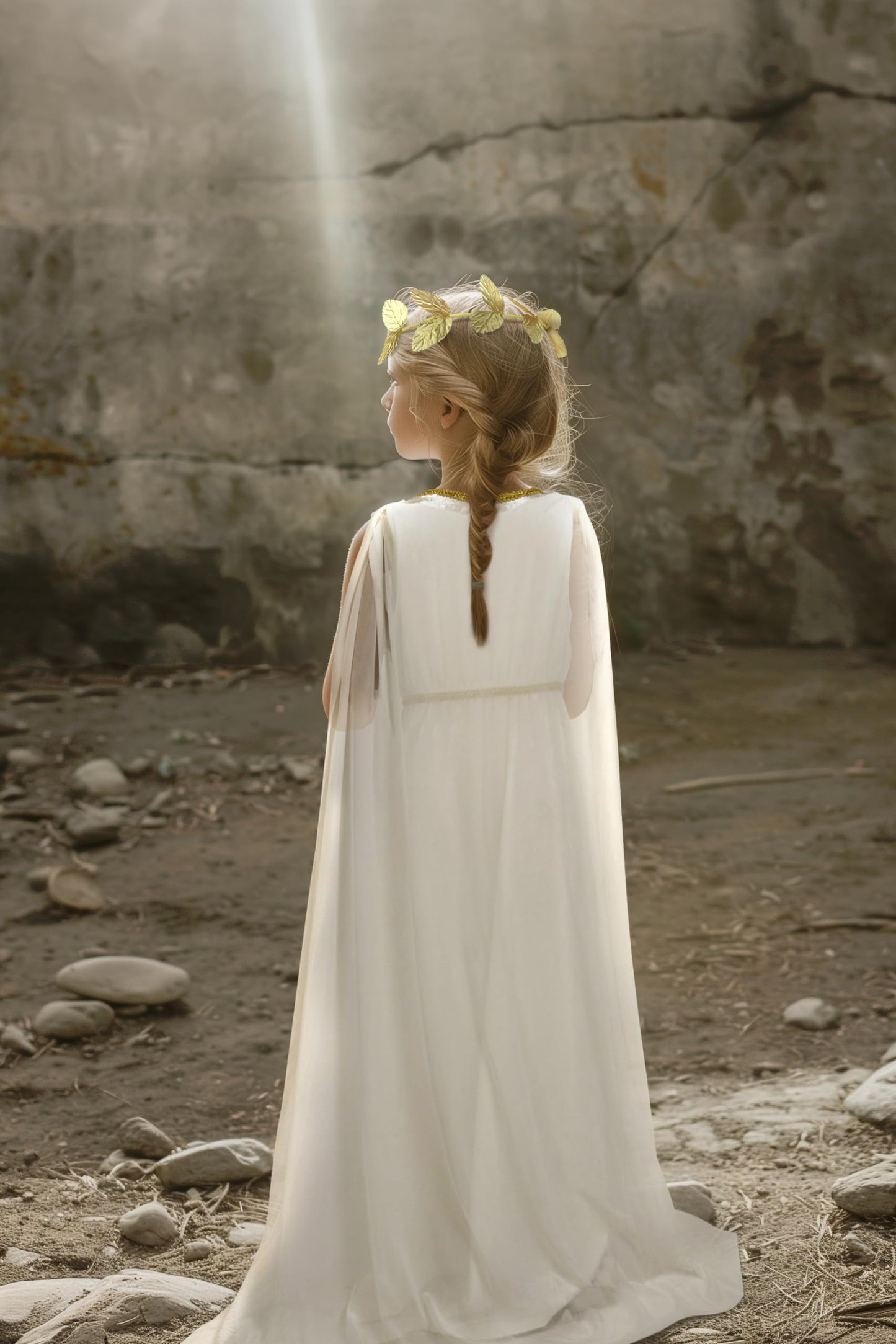 Jegermig Greek Costume Kids Toga Roman Goddess Athena Children Halloween Cosplay Grecian Dress Up Outfit Set