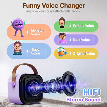 Portable Karaoke Machine,Mini Wireless Karaoke Machine,With 2 Microphone,Bluetooth Karaoke Speaker,With Funny Voice,4-12 Years Old Karaoke Machine For Kids