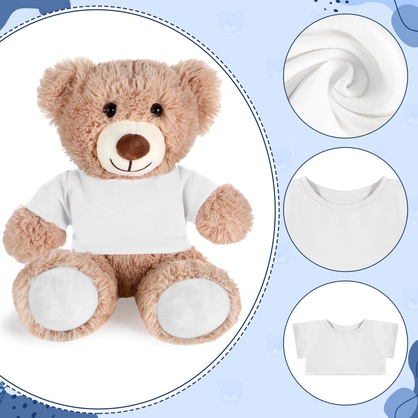 Roundfunny Bear Tee Shirt Fit 14-18Inch Bear Clothes Stuffed Animal Clothes Shirt Basic Stuffed Bears Dolls Shirt, White, Valent