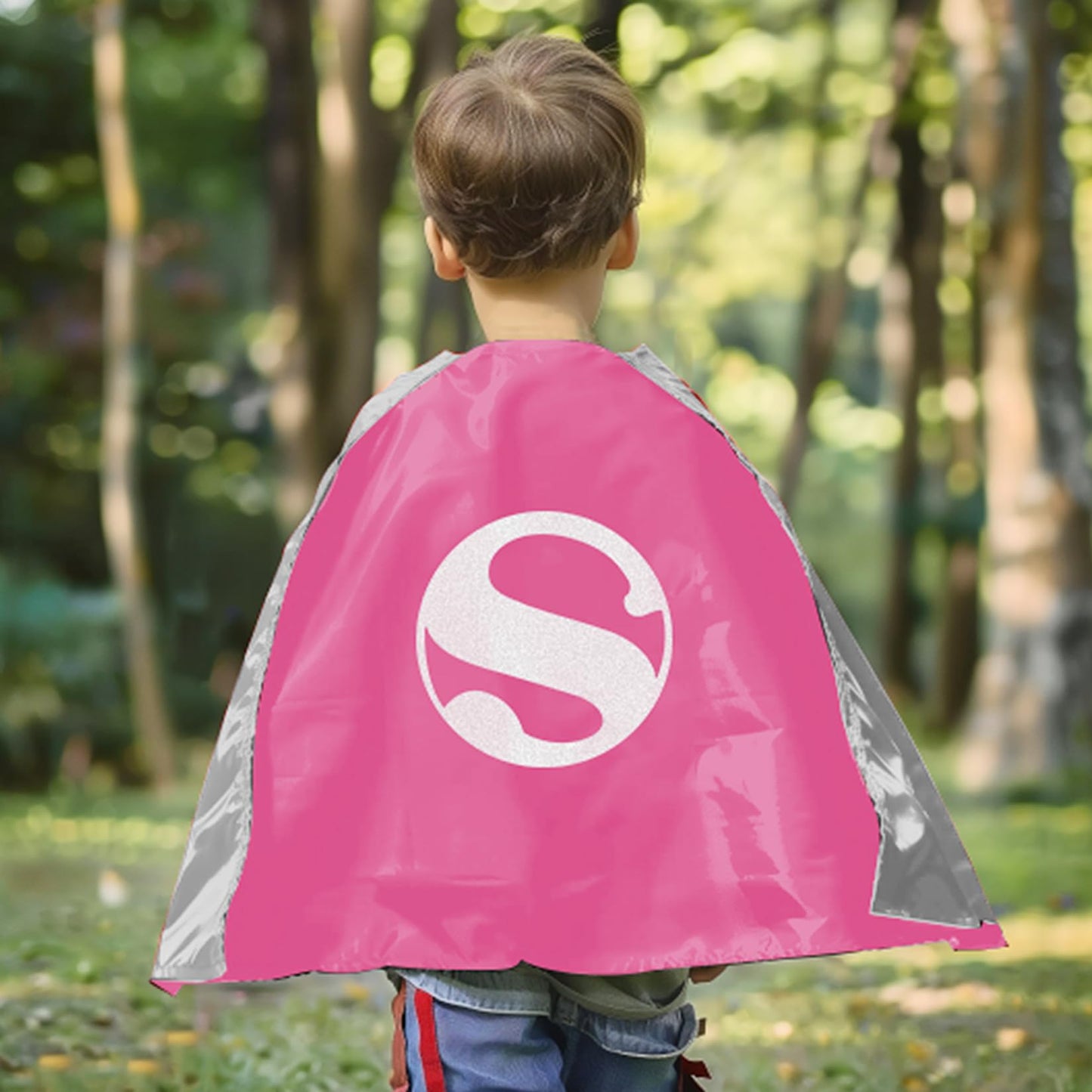 Mizzuco Superhero Capes For Kids Cloak With Mask Halloween Costumes And Party Dress Up 2Pcs(Rose-Red+Black)