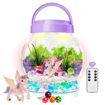 Light-Up Unicorn Terrarium Kit For Kids, Easter Gifts For Kids Girls, Diy Unciorns Toys Crafts For Girl 3, 4, 5, 6, 7, 8+Year Old Birthday Gifts
