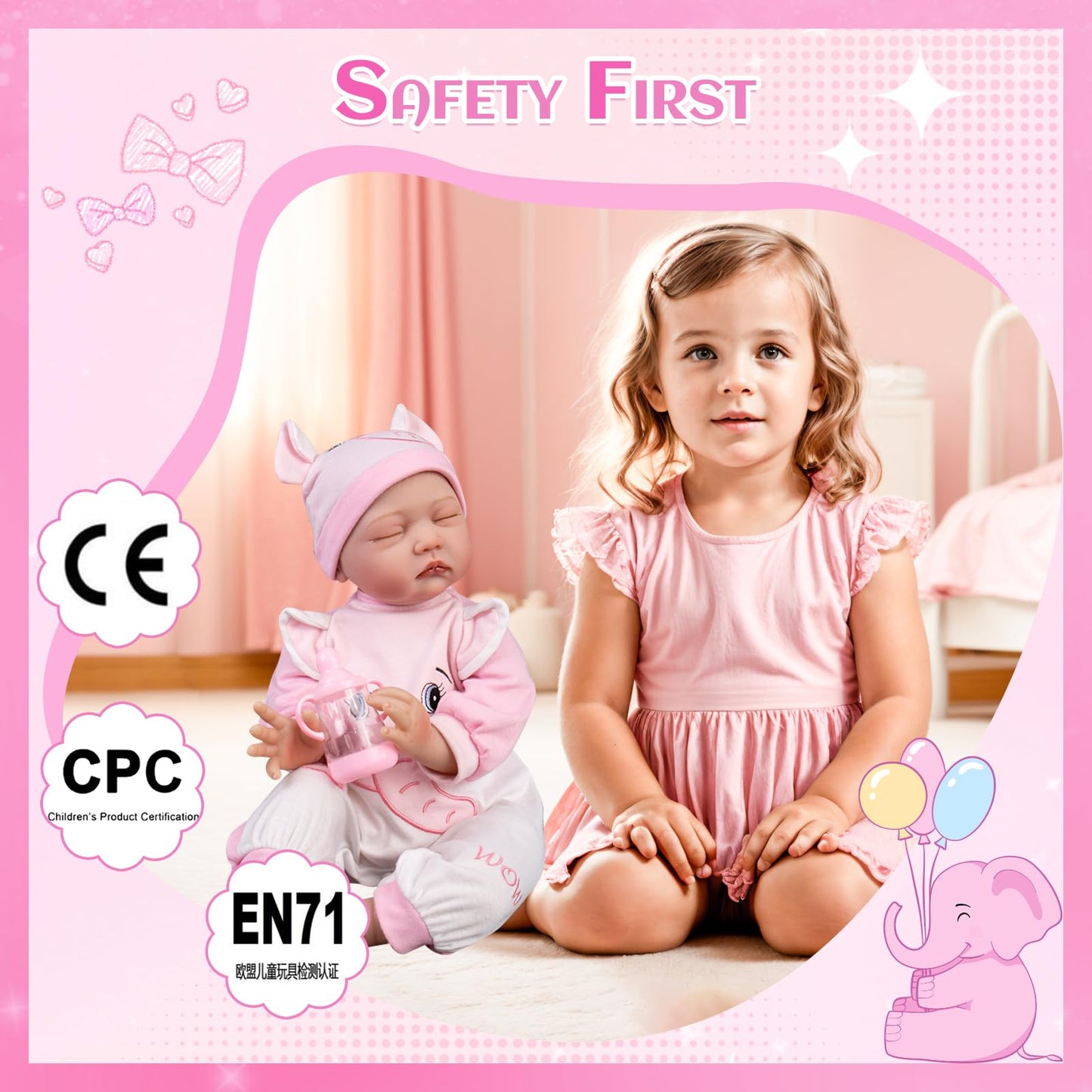 Aori Reborn Baby Dolls Girl 22 Inch Realistic Newborn Baby Doll Weighted Lifelike Toddler That Look Real With Elephant Jumpsuit And Toy In Gift Box
