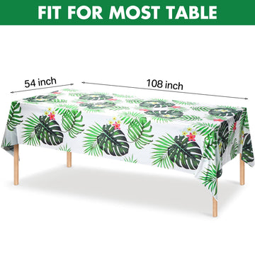 Animal Safari Tablecloth Jungle Animal Theme Tablecover Tiger Zebra Giraffe Print Table Cover Tropical Leaf Tablecloth Party Supplies For Jungle Safari Birthday Baby Showers (Greenery Style, 3 Pcs)