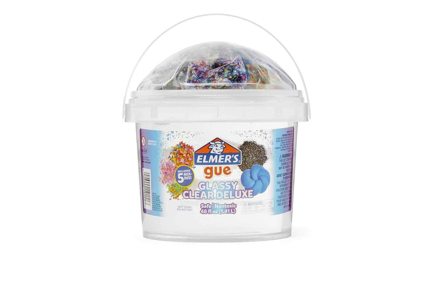 Elmer'S Gue Premade Includes 5 Sets Of Slime Add-Ins, 3 Lb. Bucket, Glassy Clear